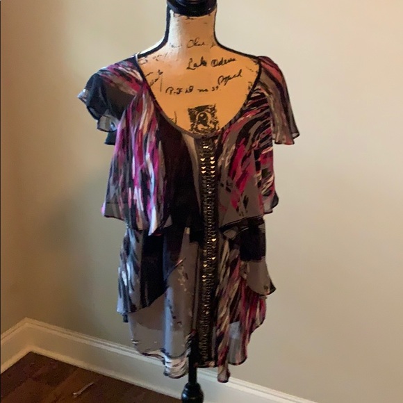 Bisou Bisou Layered Colorful Patterned Top EUC - Picture 6 of 8